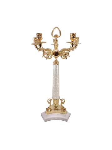  Chân nến bằng sứ màu trắng, đồng mạ vàng OLYMPUS304 