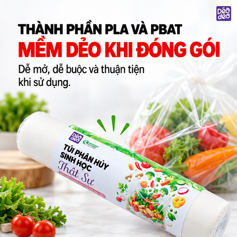  Túi Đựng Thực Phẩm Deodeo 25 x 35 cm, 300 g – PLA Và PBAT Tiện Đóng Gói 