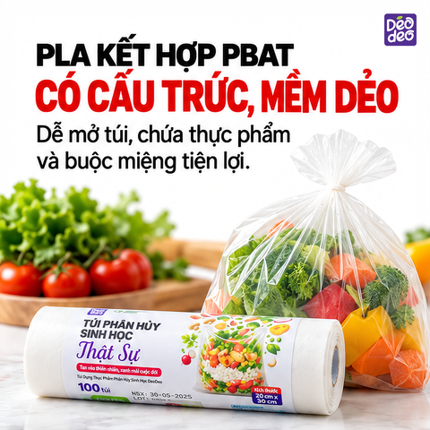  Túi Đựng Thực Phẩm Deodeo 20 x 30 cm, 300 g – PLA Và PBAT Tiện Đóng Gói 