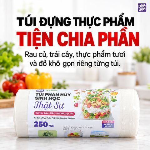  Túi Đựng Thực Phẩm Deodeo 17 x 25 cm, 500 g – PLA Và PBAT Tiện Đóng Gói 