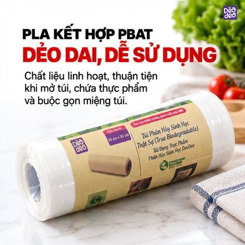  Túi Đựng Thực Phẩm Deodeo 20 x 30 cm, 500 g – PLA Và PBAT Tiện Đóng Gói 