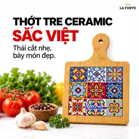  Thớt Tre Ceramic La Fonte Sắc Việt 18.5 x 28.5 cm – Hai Mặt Tre Ceramic, Đa Năng 