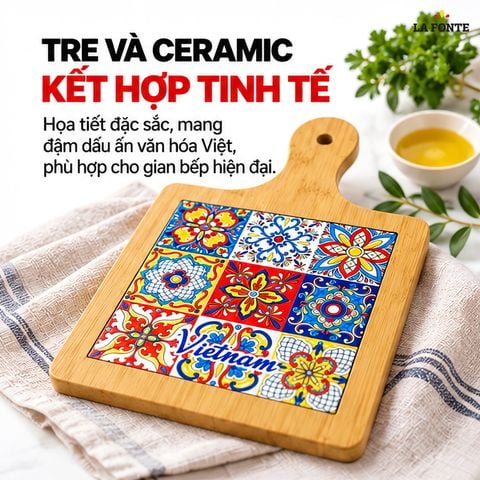  Thớt Tre Ceramic La Fonte Sắc Việt 18.5 x 28.5 cm – Hai Mặt Tre Ceramic, Đa Năng 