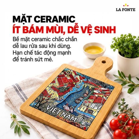  Thớt Tre Ceramic La Fonte Lạc Việt 18.5 x 28.5 cm – Hai Mặt Tre Ceramic, Dễ Vệ Sinh 