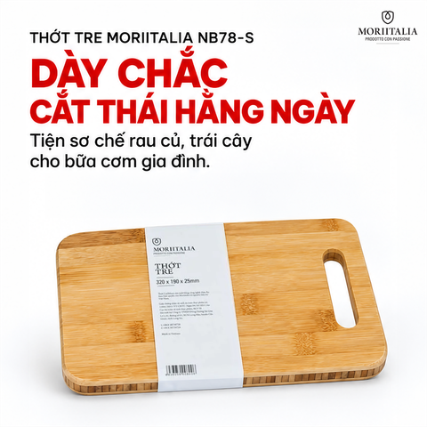  Thớt Tre Moriitalia NB78-S 32 x 19 x 2.5 cm – Tre Tự Nhiên, Kháng Khuẩn 