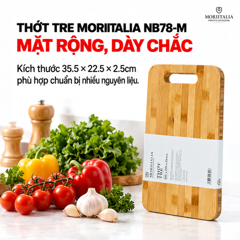  Thớt Tre Moriitalia NB78-M 35.5 x 22.5 x 2.5 cm – Tre Tự Nhiên, Dày Chắc 