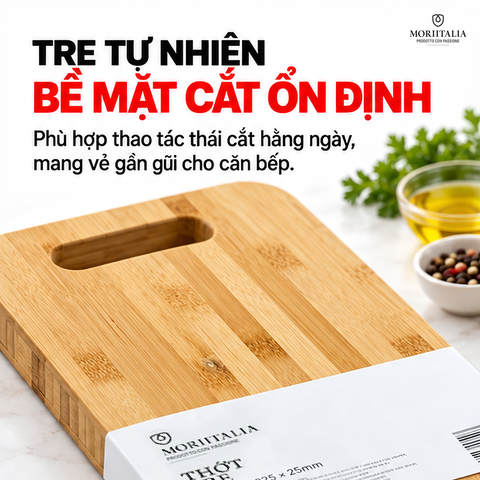  Thớt Tre Moriitalia NB78-M 35.5 x 22.5 x 2.5 cm – Tre Tự Nhiên, Dày Chắc 