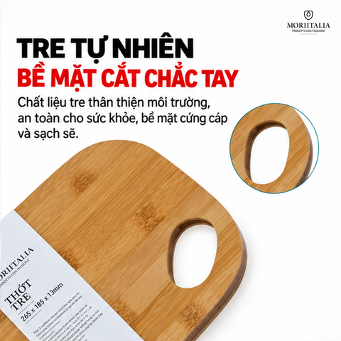  Thớt Tre Moriitalia NB79-S 26.5 x 18.5 x 1.3 cm – Kháng Khuẩn, Gọn Nhẹ 