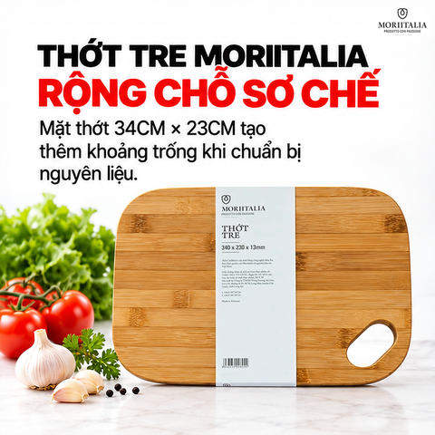  Thớt Tre Moriitalia NB79-M 34 x 23 x 1.3 cm – Tre Tự Nhiên, Gọn Nhẹ 