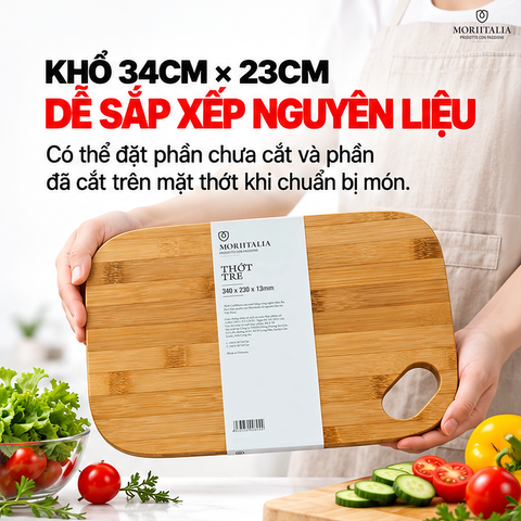  Thớt Tre Moriitalia NB79-M 34 x 23 x 1.3 cm – Tre Tự Nhiên, Gọn Nhẹ 