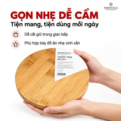  Thớt Tre Tròn Moriitalia 23 x 2 cm – Tre Tự Nhiên, Dày Chắc 