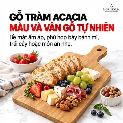  Thớt Gỗ Tràm Đa Dụng Moriitalia 20 x 200 x 400 mm – Dáng Dài, Dễ Sử Dụng 