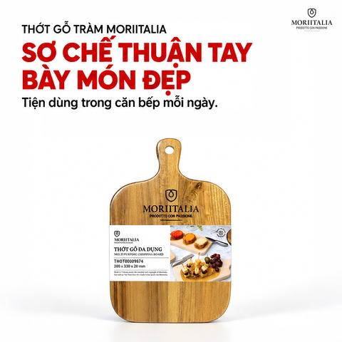  Thớt Gỗ Đa Dụng Moriitalia 330 x 200 x 20 mm – Dày Chắc, Dễ Sử Dụng 