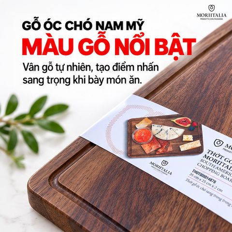  Thớt Gỗ Óc Chó Nam Mỹ Moriitalia 35 x 25 x 2 cm – Dùng Hai Mặt 