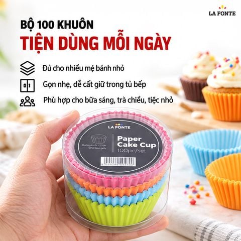  Giấy Nướng Bánh Cupcake La Fonte 100 Khuôn – Tiện Tạo Hình Bánh 