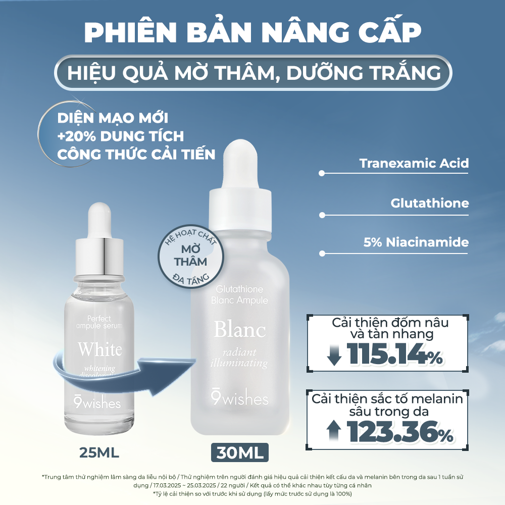Tinh chất 9Wishes Glutathione Blanc Ampule Serum 30ml
