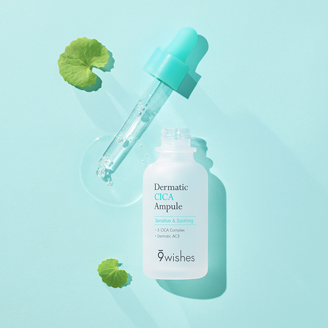 Tinh chất phục hồi và hỗ trợ ngăn ngừa mụn 9 Wishes Dermatic Cica Ampule 30ml