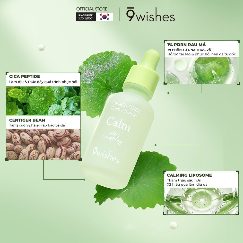 Tinh chất 9 Wishes Centella PDRN Calm Ampule Serum 30ml