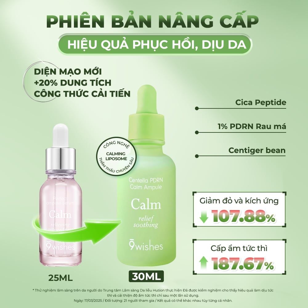 Tinh chất 9 Wishes Centella PDRN Calm Ampule Serum 30ml