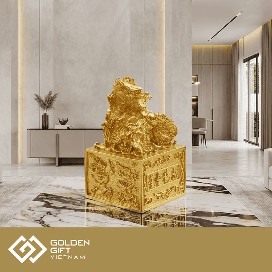 Ấn Rồng Phong thuỷ mạ vàng