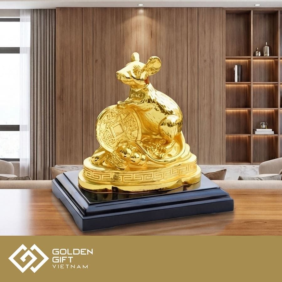 Tượng Chuột Ôm Đồng Tiền Vàng