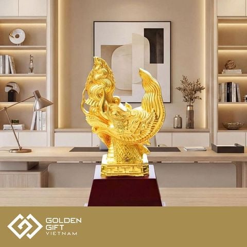 Tượng Đầu Rồng Thăng Long mạ vàng