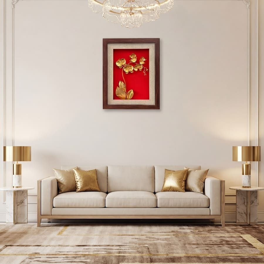 Tranh Hoa Lan Mạ Vàng 24K