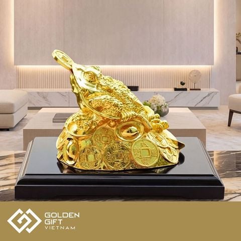 Cóc 3 chân ngậm tiền vàng –  Thiềm thừ phong thuỷ mạ vàng