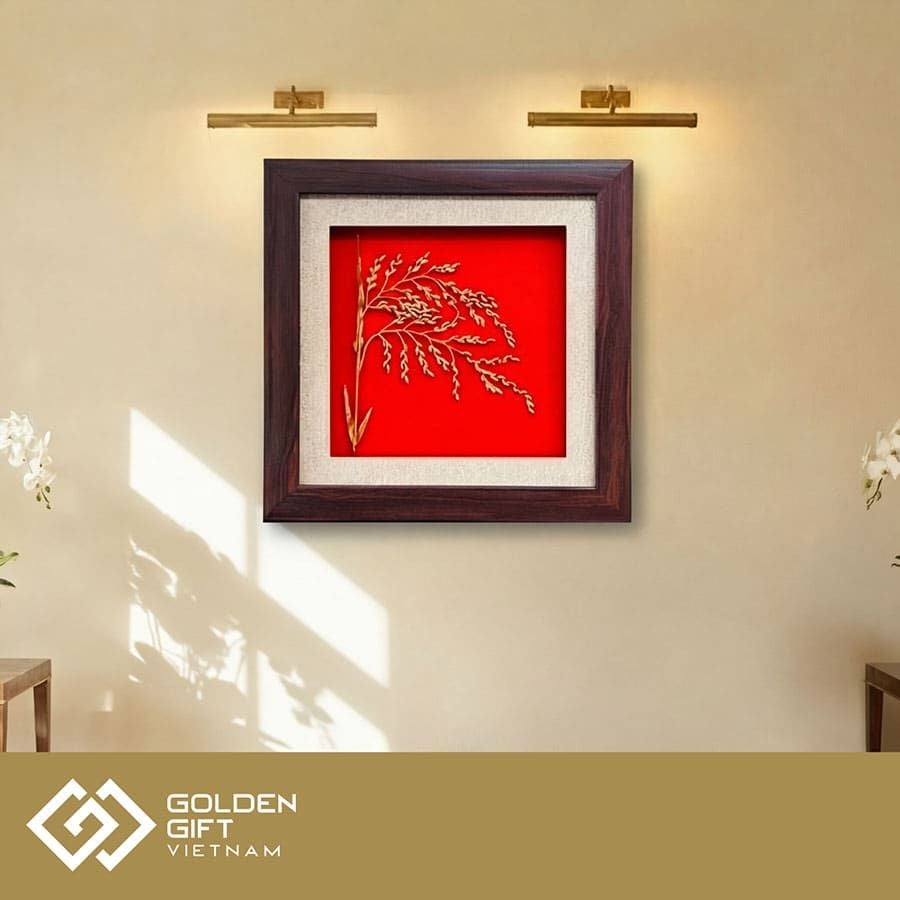 Tranh Bông Lúa mạ vàng 24K