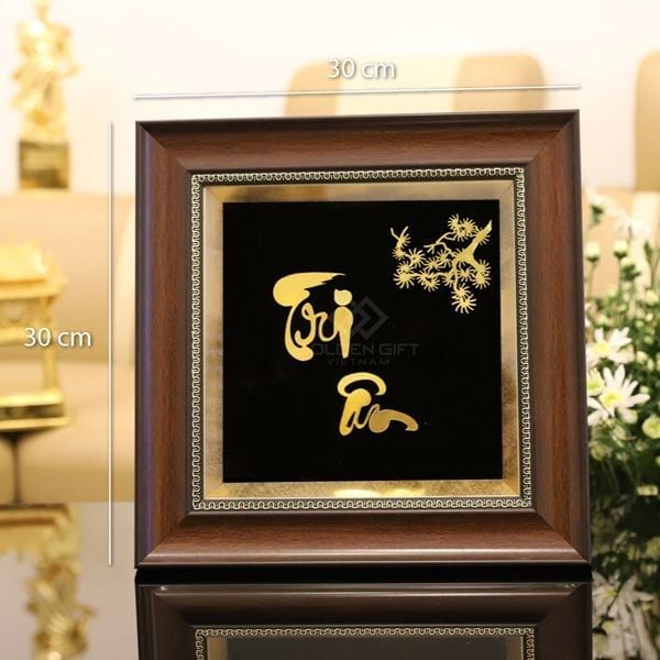 Tranh Chữ Tri Ân thư pháp mạ vàng