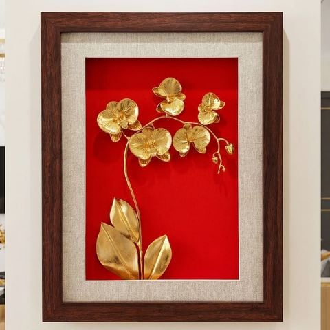Tranh Hoa Lan Mạ Vàng 24K