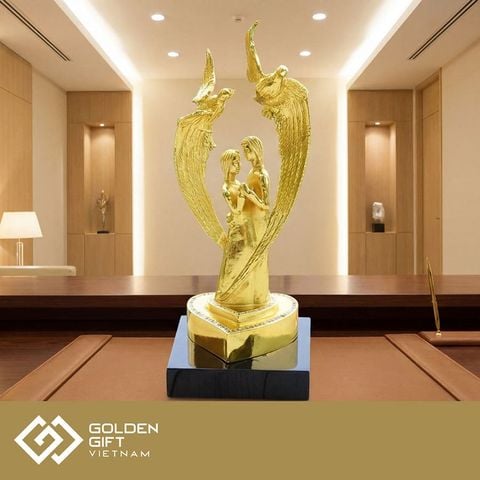 Tượng Đôi Uyên Ương mạ vàng