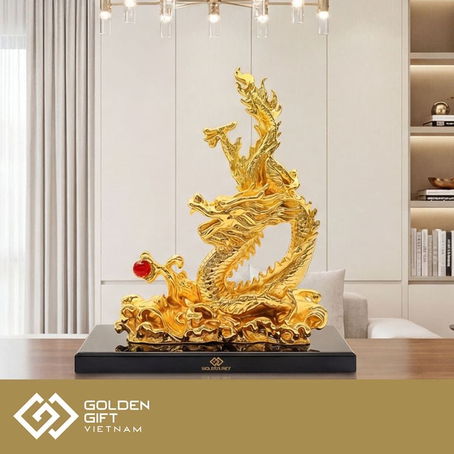Tượng Rồng Vàng Kim Long Bảo Khang