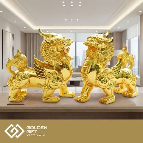 Tỳ hưu Mạ vàng 24K - Tượng tỳ hưu vàng cao cấp