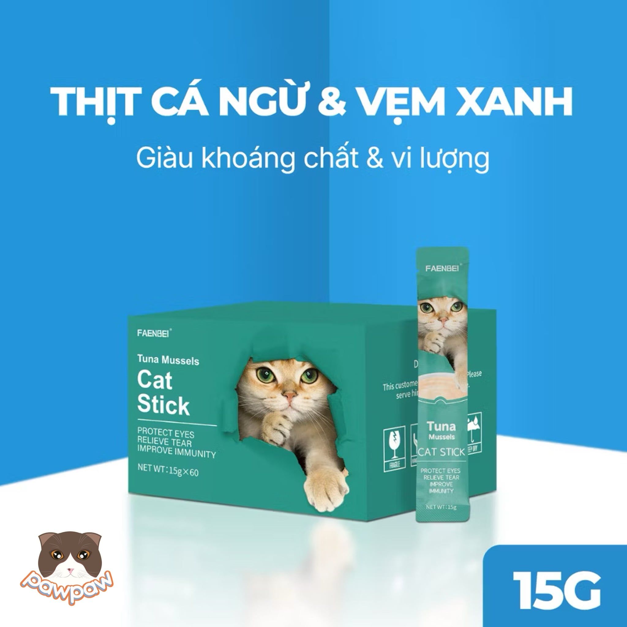  Thức ăn hỗn hợp hoàn chỉnh súp thưởng cho mèo FAENBEI 15g 