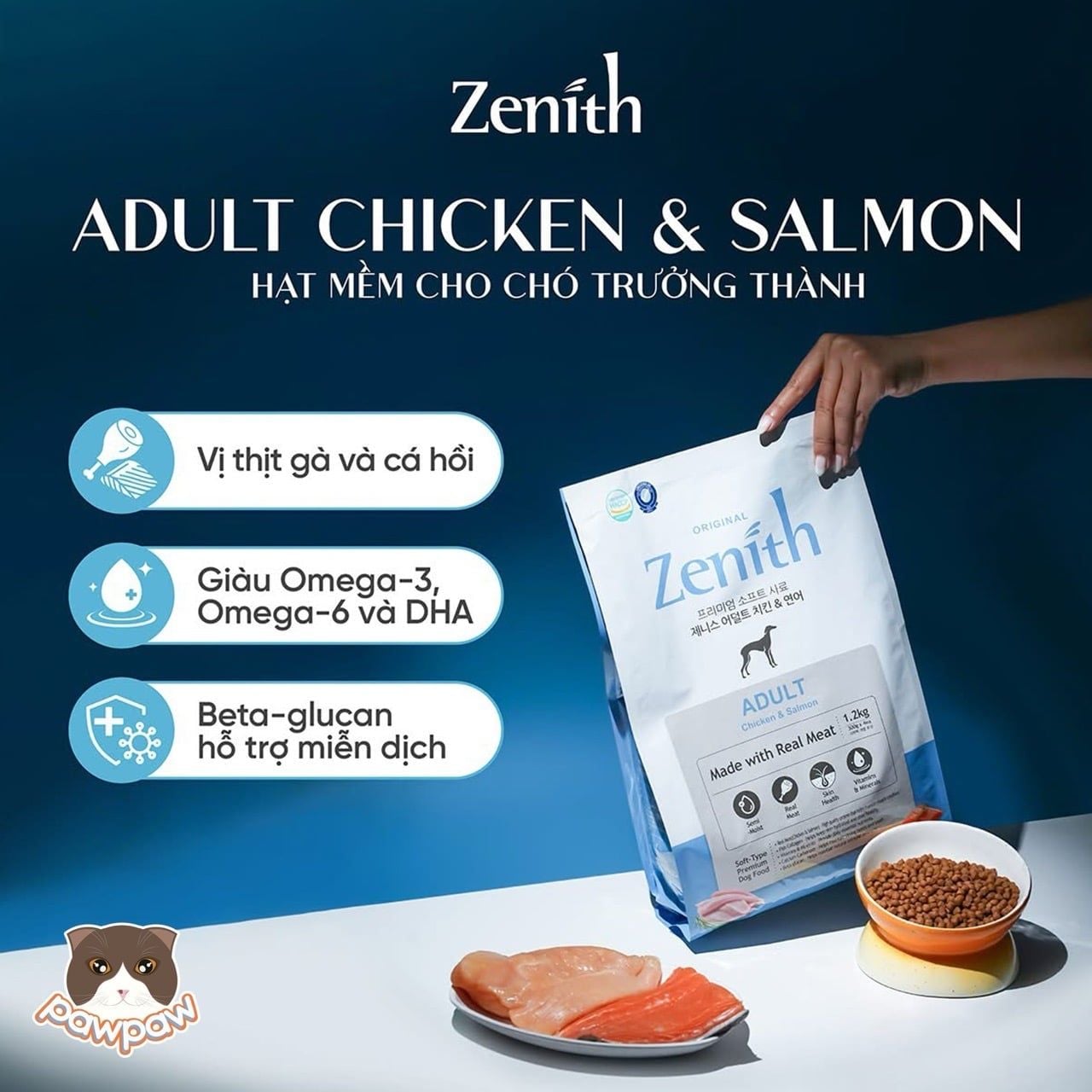  Hạt mềm Zenith cho chó trưởng thành - thịt gà & cá hồi 
