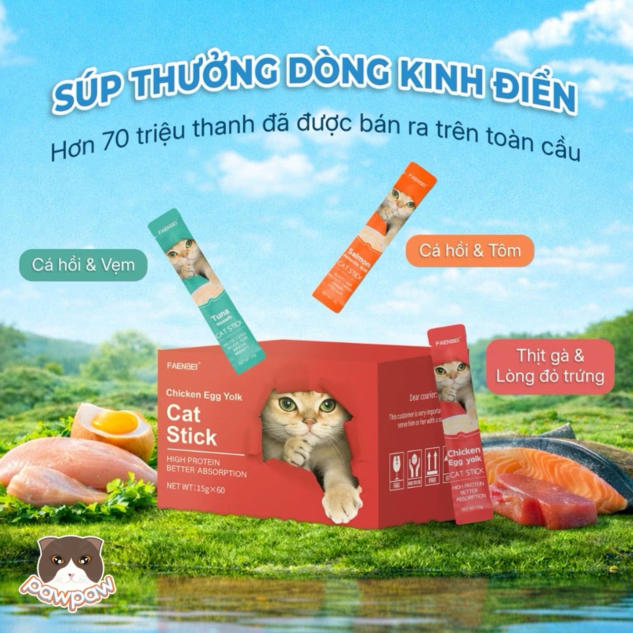  Thức ăn hỗn hợp hoàn chỉnh súp thưởng cho mèo từ 3 tháng tuổi trở lên FAENBEI 15g 