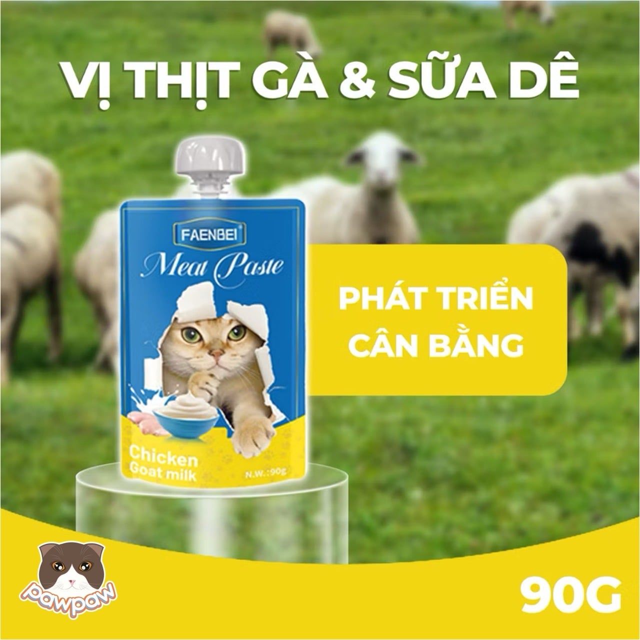  Thức ăn hỗn hợp hoàn chỉnh súp thưởng nắp vặn cho mèo FAENBEI 90g 