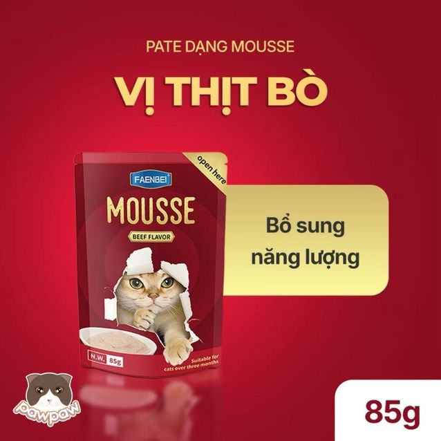  Thức ăn hỗn hợp hoàn chỉnh pate dạng mousse cho mèo FAENBEI 85g 