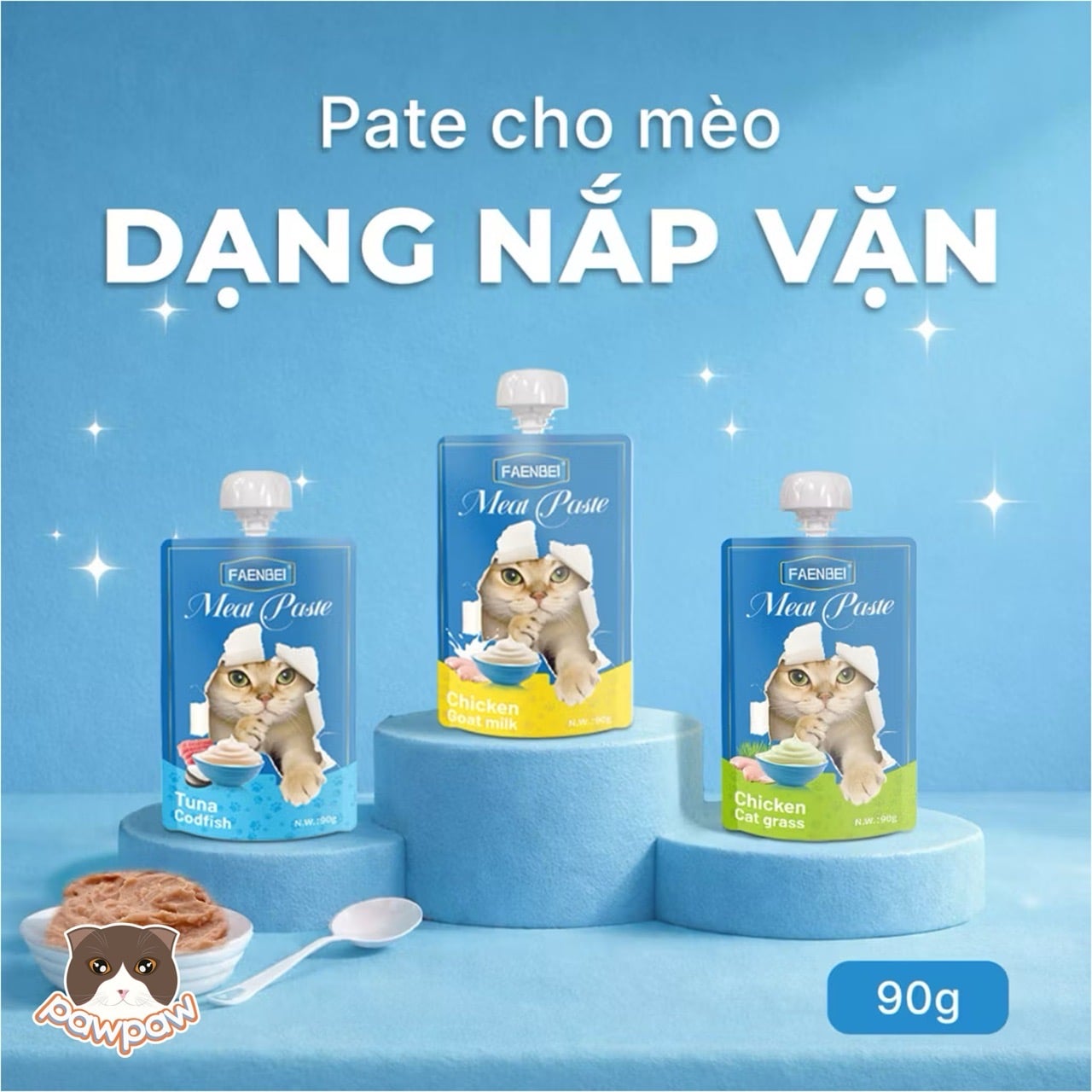  Thức ăn hỗn hợp hoàn chỉnh súp thưởng nắp vặn cho mèo từ 3 tháng tuổi trở lên FAENBEI 90g 