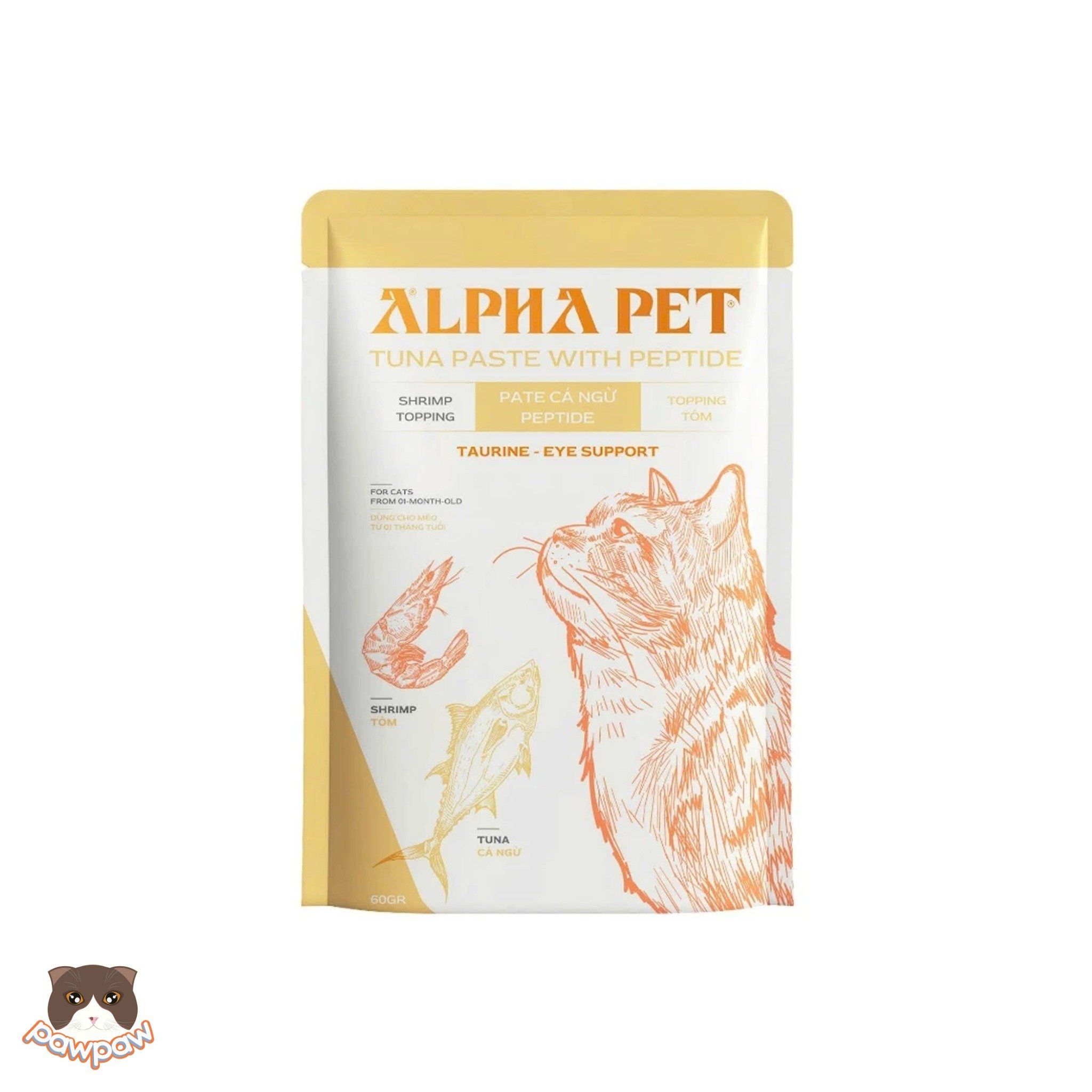  Pate cá ngừ PEPTIDE Alpha Pet 60g cho mèo 