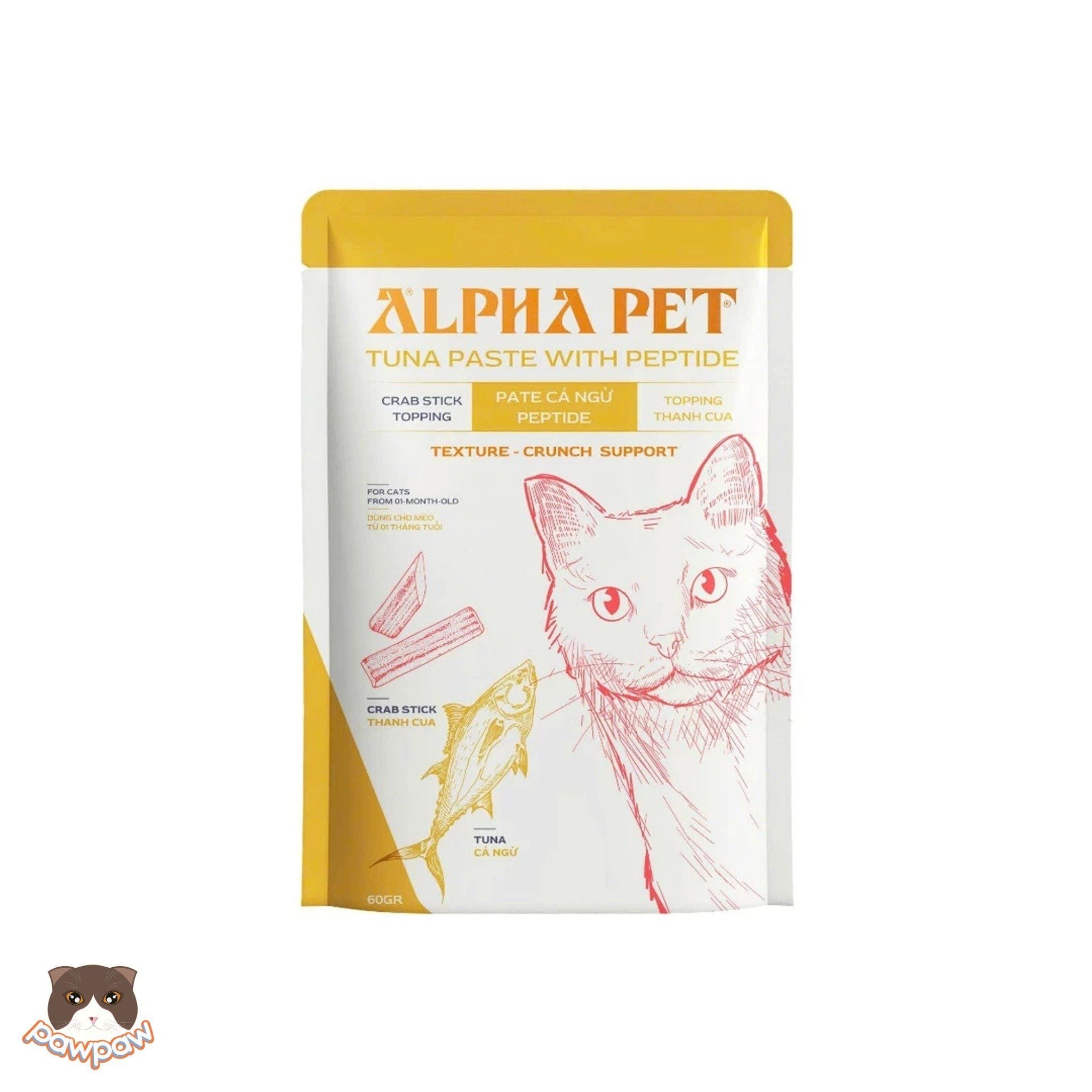  Pate cá ngừ PEPTIDE Alpha Pet 60g cho mèo 
