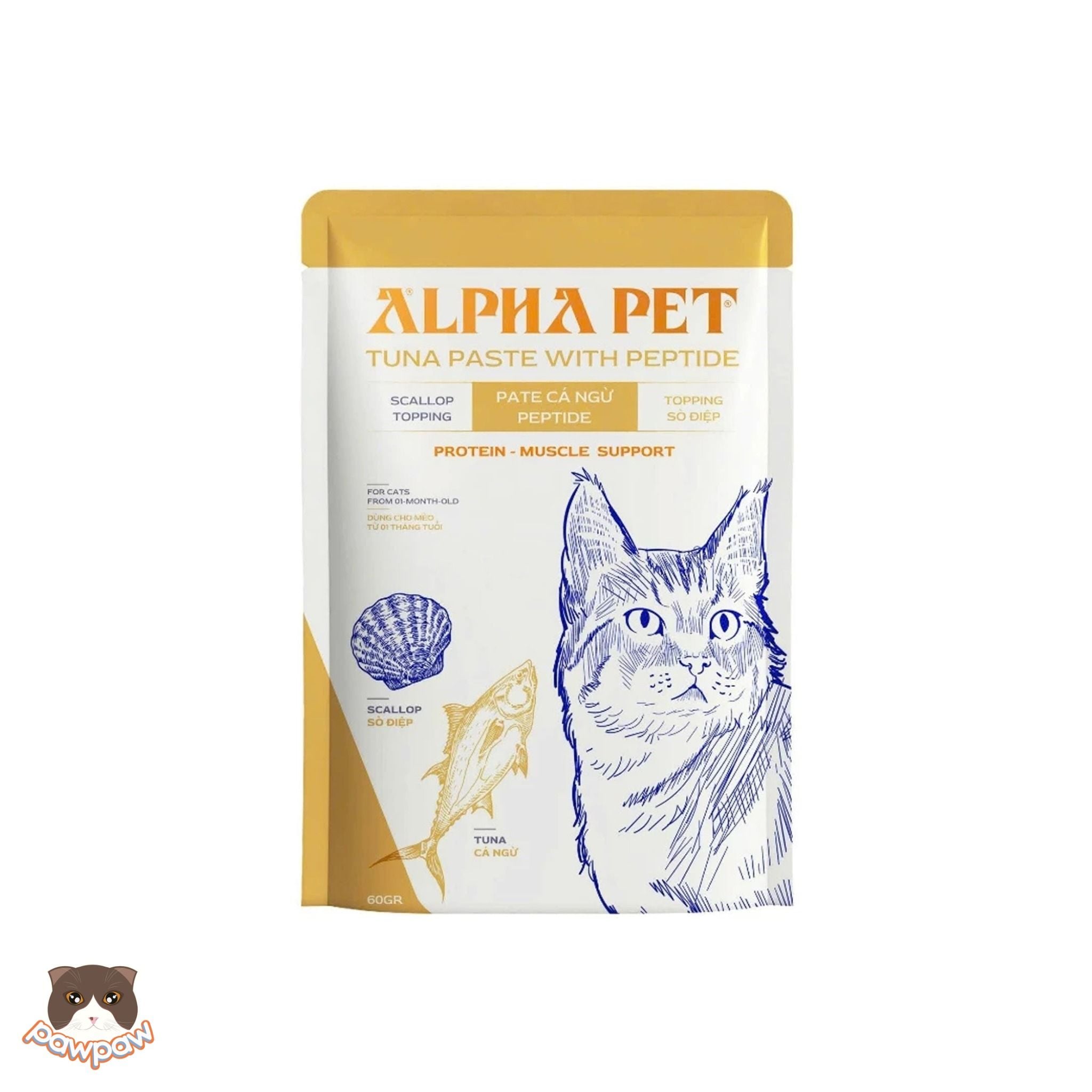  Pate cá ngừ PEPTIDE Alpha Pet 60g cho mèo 