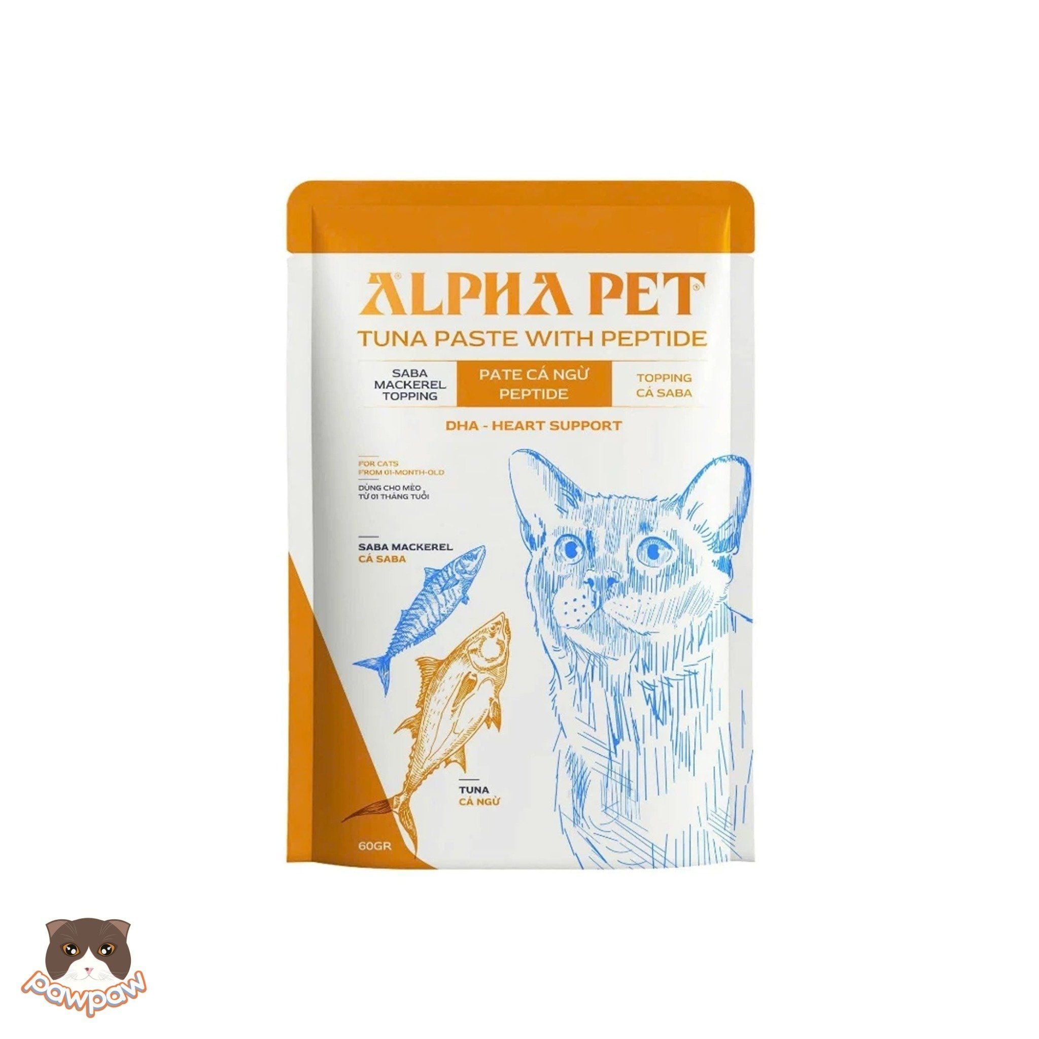  Pate cá ngừ PEPTIDE Alpha Pet 60g cho mèo 