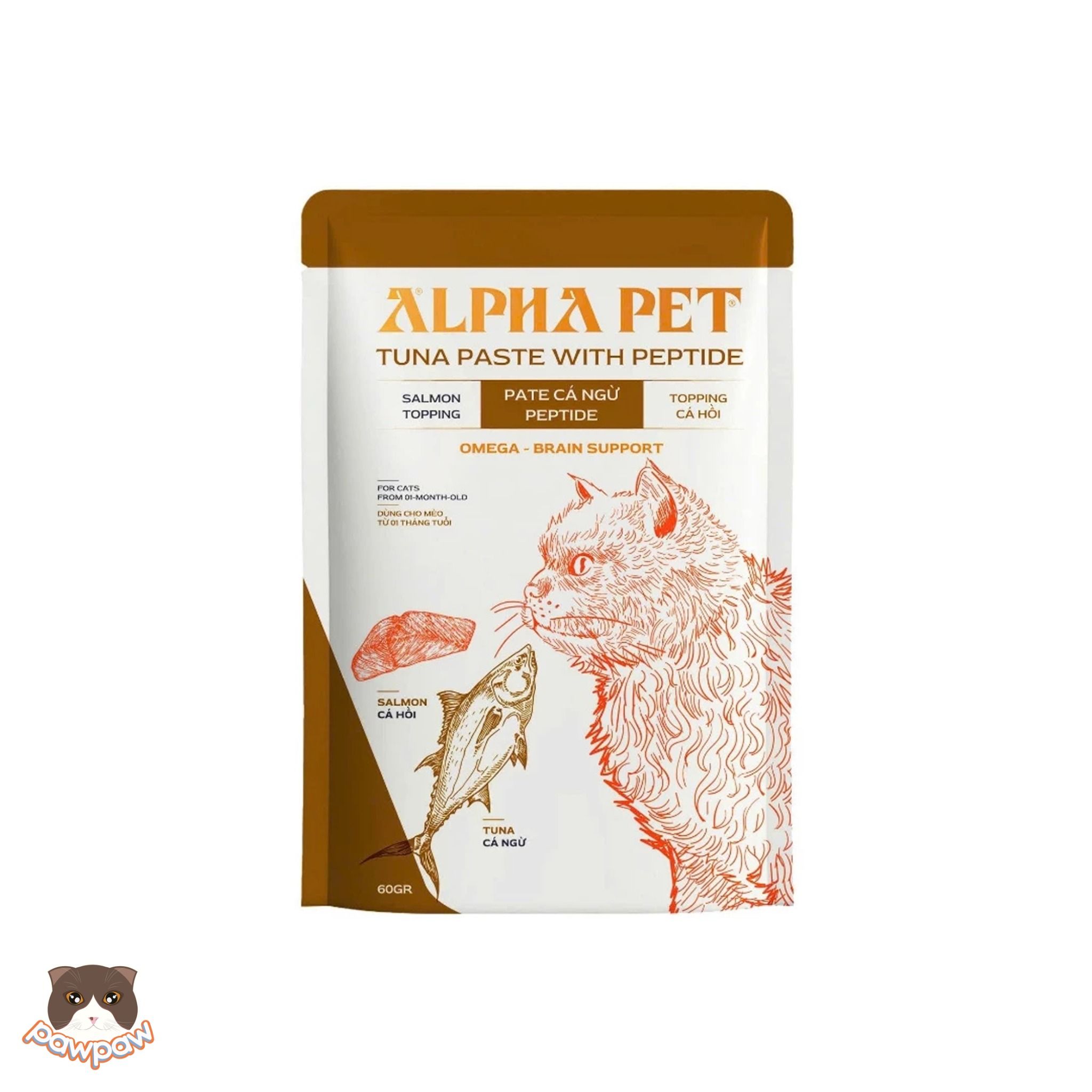  Pate cá ngừ PEPTIDE Alpha Pet 60g cho mèo 