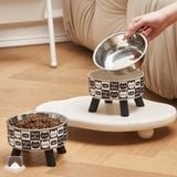  Bát ăn chống gù họa tiết trắng đen cho chó mèo 