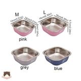  Bát đơn inox vuông chống trượt cho chó mèo 