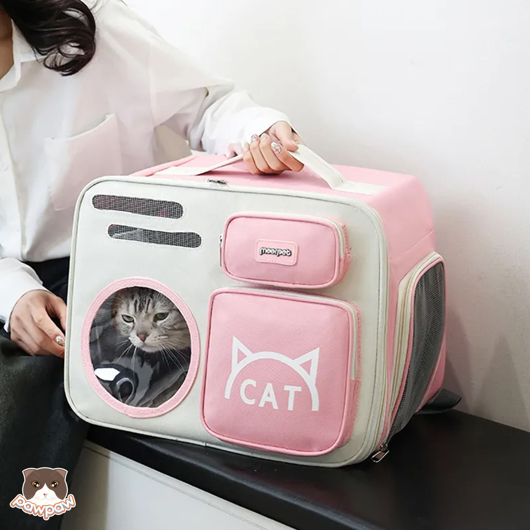 Balo chữ nhật 2 túi trước Moorpet cho chó mèo 