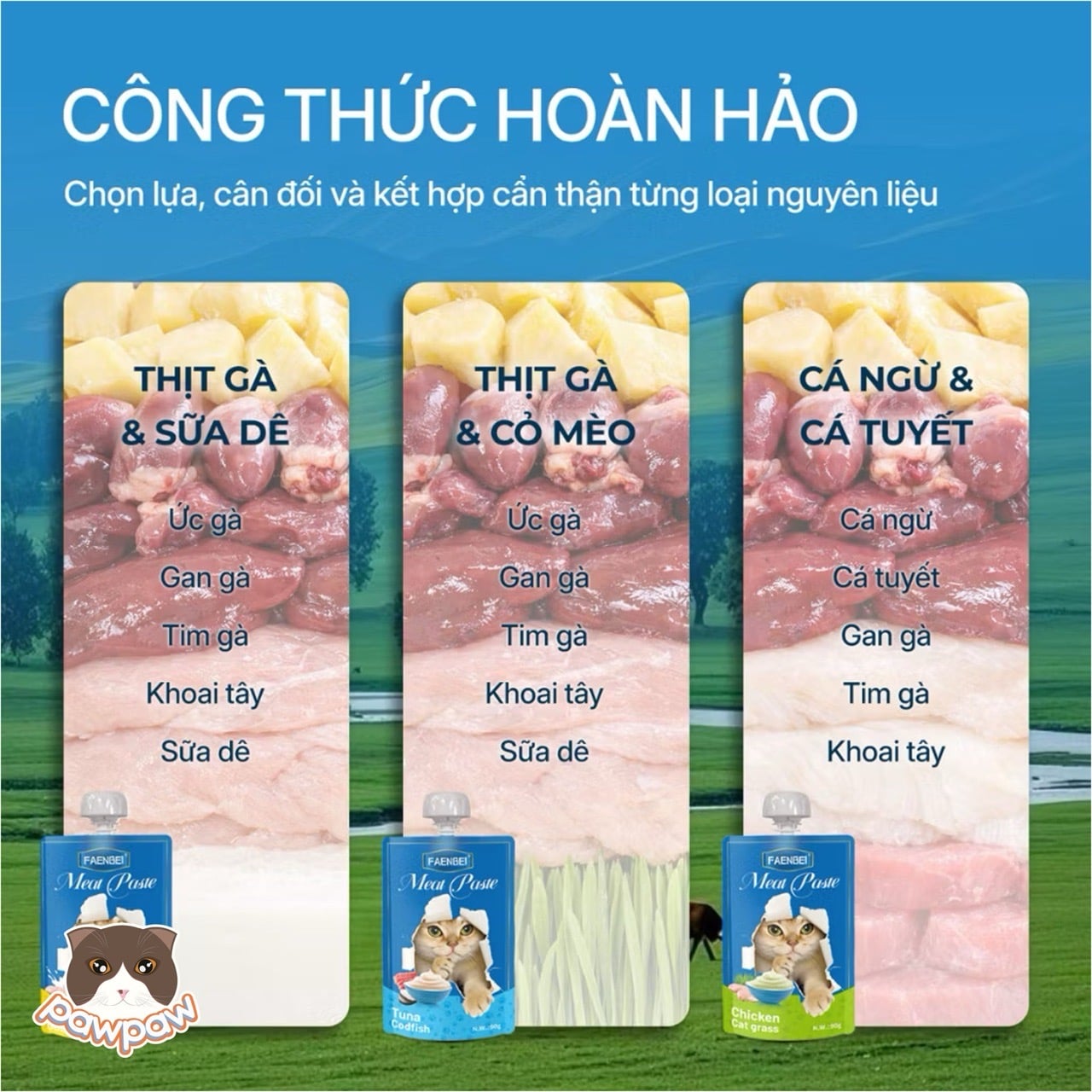  Thức ăn hỗn hợp hoàn chỉnh súp thưởng nắp vặn cho mèo từ 3 tháng tuổi trở lên FAENBEI 90g 