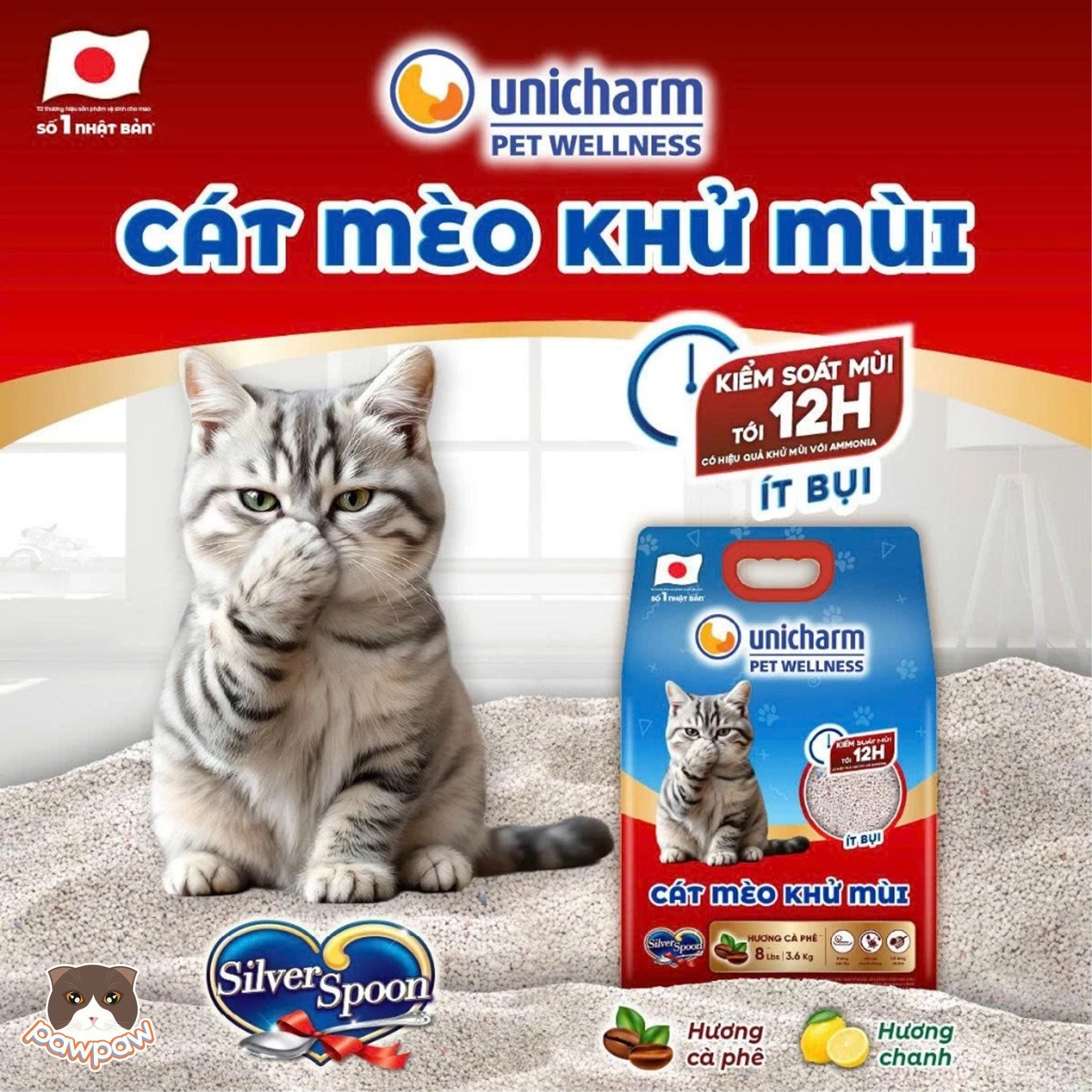  Cát đất sét UniCharm 8L cho mèo 